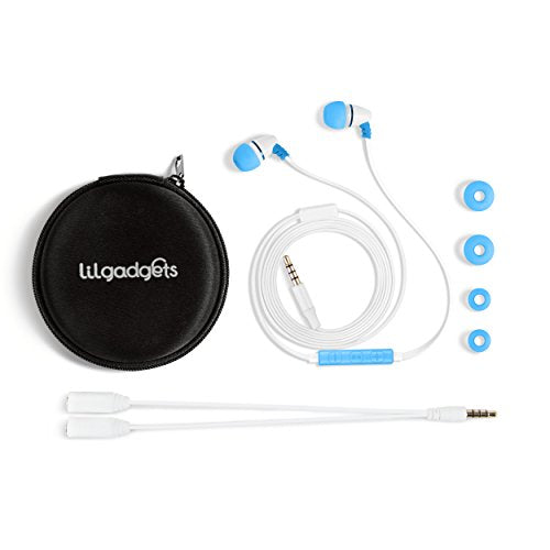LilGadgets BestBuds Volume Limited in-Ear Headphones with Mic for Children/Kids (Includes Travel case and Splitter)
