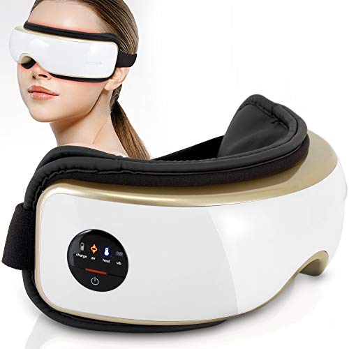 Heated Therapy Electric Eye Massager - Wireless Temple and Eye Massager Tool with Air Pressure and Vibration for Migraine, Built-in Battery, Headache and Stress Relief Equipment - SereneLife SLEYMSG55