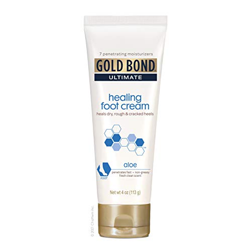 Gold Bond Ultimate Healing Foot Cream with Aloe, Heals Dry, Rough Heels, 4 oz. (Pack of 4).