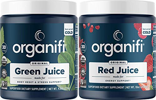 Organifi: Green Juice and Red Juice Bundle - 30 Day Supply - Superfood Supplement Powder - Supports Weight Management, Stress Relief and Energy