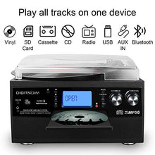 Load image into Gallery viewer, DIGITNOW Bluetooth Record Player Turntable with Stereo Speaker, LP Vinyl to MP3 Converter with CD, Cassette, Radio, Aux in and USB/SD Encoding, Remote Control
