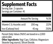 Load image into Gallery viewer, Pure Lab Vitamins Carbonyl Iron Supplement- 90 Vegetarian Caps - Unique Formulation of Metallic Iron with Ascorbic Acid, Superior Bioavailability - Non Constipating, Supports Red Blood Cell Formation
