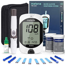 Load image into Gallery viewer, Metene TD-4116 Blood Glucose Monitor Kit, 100 Glucometer Strips, 100 Lancets, 1 Blood Sugar Monitor, 1 Lancing Device, Blood Sugar Test Kit, No Coding
