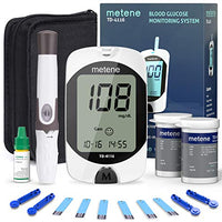 Metene TD-4116 Blood Glucose Monitor Kit, 100 Glucometer Strips, 100 Lancets, 1 Blood Sugar Monitor, 1 Lancing Device, Blood Sugar Test Kit, No Coding
