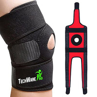TechWare Pro Knee Brace Support - Relieves ACL, LCL, MCL, Meniscus Tear, Arthritis, Tendonitis Pain. Open Patella Dual Stabilizers Non Slip Comfort Neoprene. Adjustable Bi-Directional Straps - Large