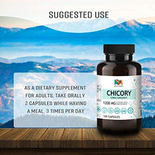 Load image into Gallery viewer, Chicory Capsules - Organic Chicory Root Herbal Supplement - Dietary Support for Digestive Function, Liver &amp; Brain Health - Vegan - 1200mg, 2x100 Caps per Bottle
