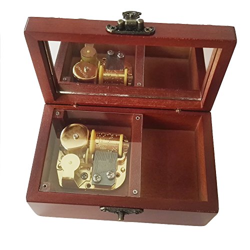 FnLy 18 Note Antique Lace Wind-Up Wooden Musical Box with Gold-Plating Movement,You are My Sunshine Music Box