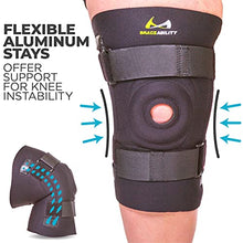 Load image into Gallery viewer, BraceAbility Knee Brace for Large Legs and Bigger People with Wide Thighs - Kneecap Protection Pad Treats Patellar Tendonitis, Chondromalacia, Patellofemoral Pain, Instability and Dislocation (2XL)
