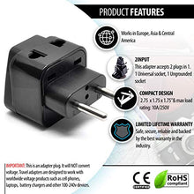 Load image into Gallery viewer, OREI Europe Power Plug Adapter Works in Russia, Turkey, Ethiopia, Korea, Monaco and More (Type C) - 4 Pack, Black
