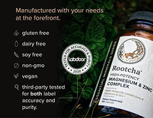 Load image into Gallery viewer, Potent &amp; Pure Magnesium &amp; Zinc - Natural Sleep, Immune, &amp; Recovery Support - Fully Reacted Magnesium Citrate - Chelated Zinc Picolinate - by Rootcha | 120 Capsules
