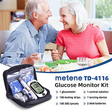 Load image into Gallery viewer, Metene TD-4116 Blood Glucose Monitor Kit, 100 Glucometer Strips, 100 Lancets, 1 Blood Sugar Monitor, 1 Lancing Device, Blood Sugar Test Kit, No Coding
