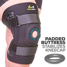 Load image into Gallery viewer, BraceAbility Knee Brace for Large Legs and Bigger People with Wide Thighs - Kneecap Protection Pad Treats Patellar Tendonitis, Chondromalacia, Patellofemoral Pain, Instability and Dislocation (2XL)
