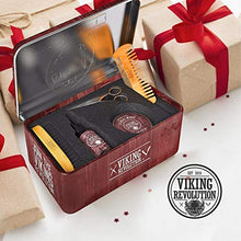 Load image into Gallery viewer, Beard Care Kit for Men- Sandalwood- Ultimate Beard Grooming Kit includes 100% Boar Beard Brush, Wood Beard Comb, Sandalwood Beard Balm, Sandalwood Beard Oil, Beard &amp; Mustache Scissors in a Metal Box

