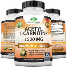 Load image into Gallery viewer, Acetyl L-Carnitine 1,500 mg High Potency Supports Natural Energy Production, Supports Memory/Focus - 100 Veggie Capsules
