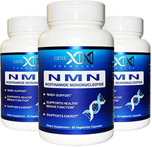 Load image into Gallery viewer, NMN Stabilized Form Supplement 250mg Serving 3Pack Nicotinamide Mononucleotide to Boost NAD+ Levels for DNA Repair Works Best When Paired with Resveratrol (2X 125mg caps 60 ct per Bottle)
