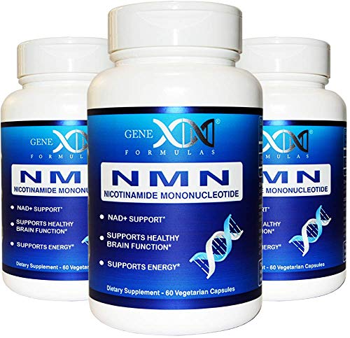 NMN Stabilized Form Supplement 250mg Serving 3Pack Nicotinamide Mononucleotide to Boost NAD+ Levels for DNA Repair Works Best When Paired with Resveratrol (2X 125mg caps 60 ct per Bottle)