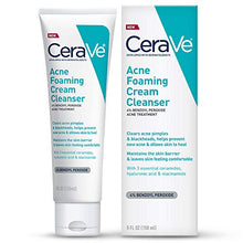 Load image into Gallery viewer, CeraVe Acne Foaming Cream Cleanser | Acne Treatment Face Wash with 4% Benzoyl Peroxide, Hyaluronic Acid, and Niacinamide | Cream to Foam Formula | 5 Oz
