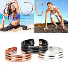 Load image into Gallery viewer, Copper Magnetic Therapy Ring - Magnetic Ring Copper Arthritis Aid Therapy Pain Healing Health Adjustable Size (Black)
