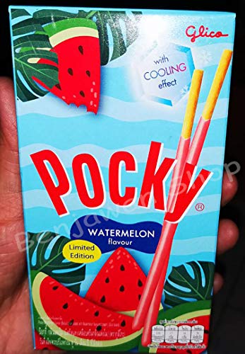 Pocky Watermelon Flavor With Cooling Effect Limited Edition ( Biscuit Stick Coated With Watermelon Flavor Cream ) 41g x 4 Boxs // Ship By Benjawan Shop