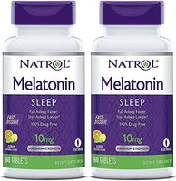 Natrol Melatonin Fast Dissolve Tablets, Citrus Flavor, 10mg, 60 Count (Pack of 2)