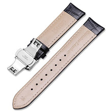 Load image into Gallery viewer, iStrap 22mm Calf Leather Padded Replacement Watch Band W/Push Button Deployment Buckle Black 22
