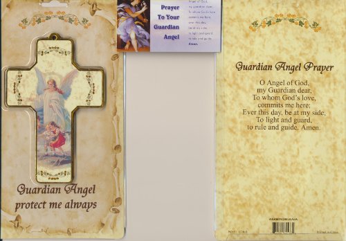 Guardian Angel Wall Cross 5 Inch High with Holy Card and Free Bookmark Included
