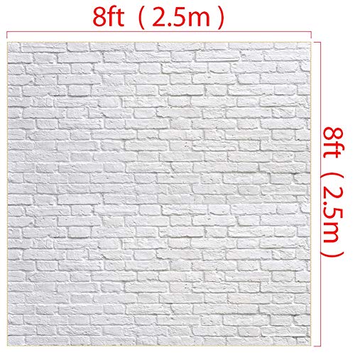 Icegrey Background Photography White Brick Backdrop Photography Studio Background Cloth Wall Brick 8.2x8.2ft
