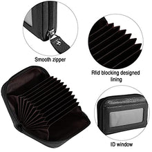 Load image into Gallery viewer, MaxGear Leather Credit Card Holder Credit Card Wallet with Zipper Genuine Leather Credit Card Protector RFID Small Zip Around Wallet Black
