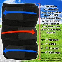 Load image into Gallery viewer, TechWare Pro Knee Brace Support - Relieves ACL, LCL, MCL, Meniscus Tear, Arthritis, Tendonitis Pain. Open Patella Dual Stabilizers Non Slip Comfort Neoprene. Adjustable Bi-Directional Straps - Large
