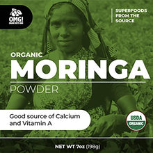 Load image into Gallery viewer, OMG! Superfoods Organic Moringa Powder - 100% Pure, USDA Certified Organic - Immune System Booster - Rich in Calcium and Vitamin A - Good Source of Iron and Fiber - 7 ounces (1 package)
