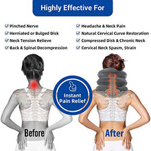 Load image into Gallery viewer, RAKZU Cervical Neck Traction Device Inflatable Adjustable Neck Collar Device for Neck Shoulder Back Head Pain Relief Inflatable Spine Alignment Pillow, Gray
