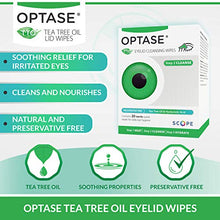 Load image into Gallery viewer, OPTASE Tea Tree Oil Eyelid Wipes - Eyelid Cleansing Wipes for Dry Eyes - Tea Tree Wipes for Blepharitis Treatment - Preservative Free, Natural Ingredients - Step 2 Cleanse - TTO Eye Wipes, Box of 20
