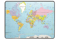 Durable World Map Desk/Work Pad, 15-3/4