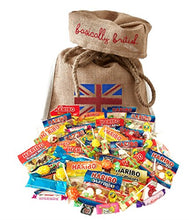 Load image into Gallery viewer, Haribo Gift Variety Pack by The Yummy Palette | Haribo Tangfastics Haribo Starmix Haribo Gold Bears Haribo Super Mix in Basically British Burlap Bag
