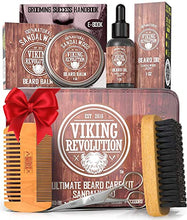 Load image into Gallery viewer, Beard Care Kit for Men- Sandalwood- Ultimate Beard Grooming Kit includes 100% Boar Beard Brush, Wood Beard Comb, Sandalwood Beard Balm, Sandalwood Beard Oil, Beard &amp; Mustache Scissors in a Metal Box

