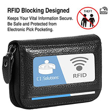 Load image into Gallery viewer, MaxGear Leather Credit Card Holder Credit Card Wallet with Zipper Genuine Leather Credit Card Protector RFID Small Zip Around Wallet Black
