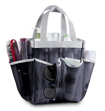 Load image into Gallery viewer, 7 Pocket Shower Caddy Tote, Black - Keep your shower essentials within easy reach. Shower caddies are perfect for college dorms, gym, shower, swimming and travel. Mesh allows water to drain easily.
