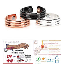 Load image into Gallery viewer, Copper Magnetic Therapy Ring - Magnetic Ring Copper Arthritis Aid Therapy Pain Healing Health Adjustable Size (Black)
