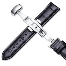 Load image into Gallery viewer, iStrap 22mm Calf Leather Padded Replacement Watch Band W/Push Button Deployment Buckle Black 22
