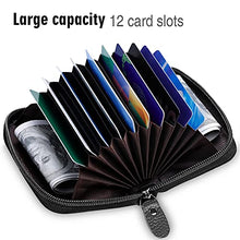 Load image into Gallery viewer, MaxGear Leather Credit Card Holder Credit Card Wallet with Zipper Genuine Leather Credit Card Protector RFID Small Zip Around Wallet Black
