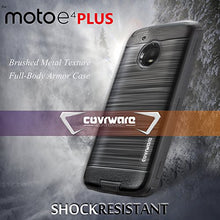 Load image into Gallery viewer, COVRWARE Iron Tank Case Compatible with Moto E4 PLUS with Built-in [Screen Protector] Heavy Duty Full-Body Holster Armor [Brushed Metal Texture] Case [Belt Clip][Kickstand], Black

