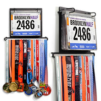 Gone For a Run BibFOLIO Plus Race Bib and Medal Display | Wall Mounted Medal Hanger  Displays up to 24 Medals and 100 Race Bibs