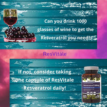 Load image into Gallery viewer, ResVitale Resveratrol 500mg - Anti Aging Skin Care Antioxidants Supplement for Heart Health &amp; Daily Immune Support - Natural Trans Resveratrol Supplement with Grape Extract &amp; Quercetin, 60 Veggie Caps
