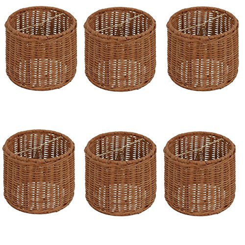 Upgradelights Wicker Chandelier Lamp Shade, Set of Six Shades, 5 Inch Retro Drum, Clips Onto Bulb. 5x5x4.5